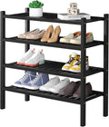 ROMGUAR CRAFT 4 Tier (Thick) Bamboo Shoe Rack for Closet Free Standing Wood Shoe Shelf for Entryway Small Space Stackable 27"