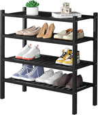 ROMGUAR CRAFT 4 Tier (Thick) Bamboo Shoe Rack for Closet Free Standing Wood Shoe Shelf for Entryway Small Space Stackable 27"