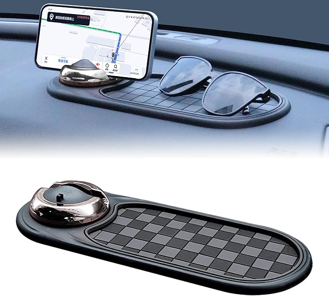 Universal Anti-Slip Car Dashboard Mat with 360° Rotating Phone Holder – Multi-Functional Organizer Pad for Phones, Sunglasses