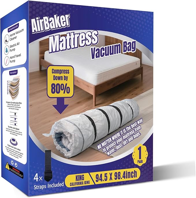 Vacuum Storage Bags for moving, Vacuum Seal Bags for Memory Foam, Latex, Clothing & Bedding, Space Saver Bags for Organizatio