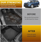 Powerty Floor Mat & Cargo Liner for Honda CRV 2023-2025 2026 (Include Hybrid), All Weather TPE Custom 1st & 2nd Row Floor Liner and Trunk (Upper Positon) Full Set Car Liners, Black
