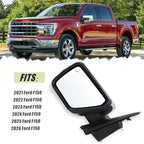 Left Driver Side Mirror Compatible With 2021-2026 Ford F150 With Manual Folding Power Glass Heated Blind Spot Turn Signal Light Puddle Light Chrome Replace#ML3Z17683SA(11Pins)