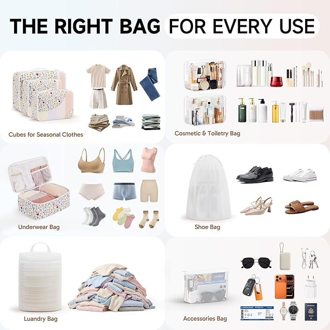 11 Set / 9 Set Packing Cubes for Travel,Gifts for Women Mom Kids,TSA Approved Bags for Makeup, Cosmetic, Toiletry, Organizers