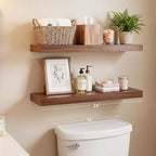 INHABIT UNION Walnut Floating Shelves for Wall, 24 in Wall Mounted Shelves Perfect for Bedroom, Bathroom, Living Room and Kit