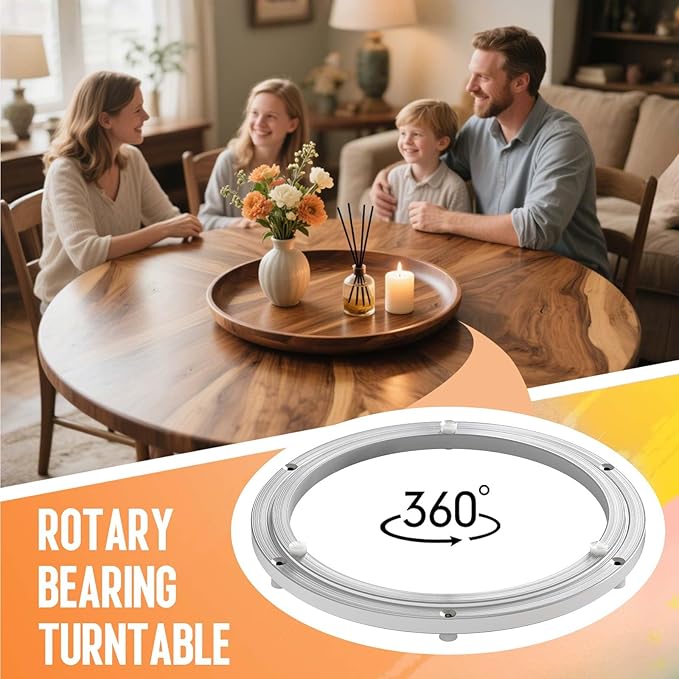 Heavy Duty Lazy Susan Turntable Bearing 12 Inch, 500lbs Capacity Rotating Swivel Plate for Round Table, Heavy Duty Swivel Bas