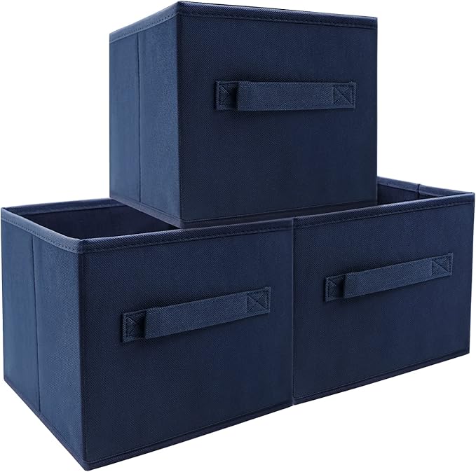 EBIGIC Small Storage Bins,Collapsible Fabric Storage Organizer 9.0"x7.5"x7.5" 3 Pack,Mini Storage Box,fit for closet, living 