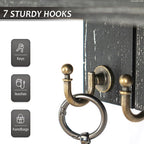 Rebee Vision Rustic Key Holder Wall Mount for Home Decor - Farmhouse Key Holder for Wall with Floating Shelf & 7 Sturdy Hooks