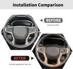 Steering Wheel Trim Cover Frame Decoration Interior Accessories Compatible with Chevrolet Silverado 2019-2023,for Chevrolet Tahoe 2021-2023,for Suburban SUV 2020-2023,Wood grain