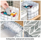 Foldable Storage Basket - Set of 6 Small Collapsible Canvas Containers Organizers with Handle for Home Decor or Storing Toys,