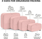 4 Piece Compression Packing Cubes for 3–7 Day Travel, Lightweight Travel Organizers with Breathable Mesh, Double-Zipper Packi