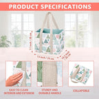 VENO 3 Pack Reusable Grocery Bags, Shopping Bags for Groceries, Tote with Handles and Hard Bottom, Foldable Shopping Cart Organizer, Water Resistant, Heavy-Duty (Pastel Forest, 6 Gallon)