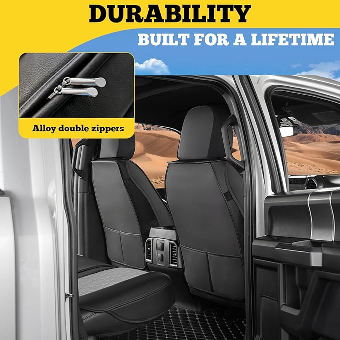 LINGVIDO Car Seat Covers Full Set (5 Seats) - Premium Perforated Nappa Leather, Waterproof Shield, Omni-Adapt Fit SUVs Sedans