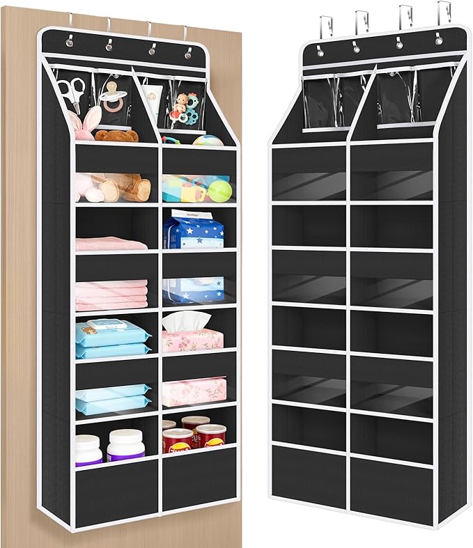 Univivi 5-Shelf Over Door Hanging Organizer Fabric Door Storage for Baby Nursery Nursery Closet Cabinet Wall Mount Hanging St