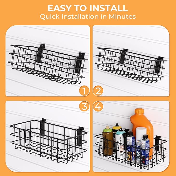 INCLY 27PCS Slatwall Accessories Kit, Includes 3 Pack Ventilated Metal Wire Slat Wall Baskets, Multisized Heavy Duty Slatwall
