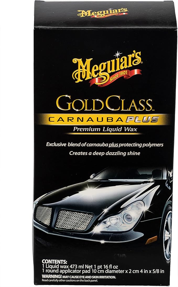 Meguiar's Gold Class Carnauba Plus Premium Liquid Wax Kit with Pure Carnauba Wax Blend and a Foam Applicator Pad for Keeping Glossy Paint Protected Like a Pro, 16 Oz Bottle (Pack of 2)