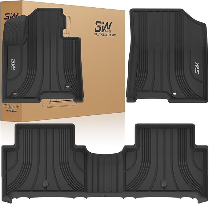 3W Floor Mats for Kia Sorento Hybrid 2026 2025 2024 2023 2022 2021 (Only PHEV&Hybrid) All Weather Protection TPE Anti-Slip Automotive Full Set Floor Liners Custom Accessories - Black
