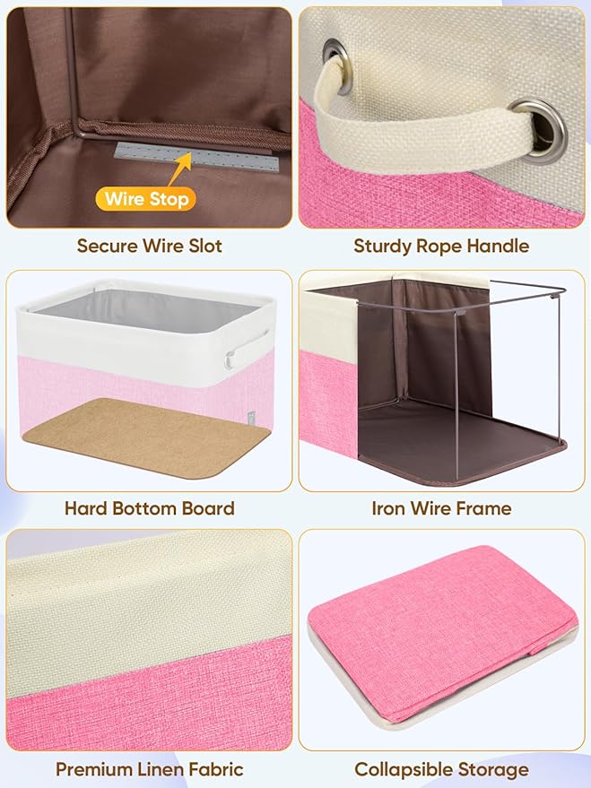 BALEINE 4 Pack Fabric Closet Storage Bins for Shelves, Linen Closet Organizers and Storage, Decorative Baskets for Organizing