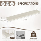 72 Inch Floating Shelves, 12" Deep Floating Shelf Wall Mounted, 72" Wall Shelves, Rustic Deep Bookshelf, Extra Deeper & Thick