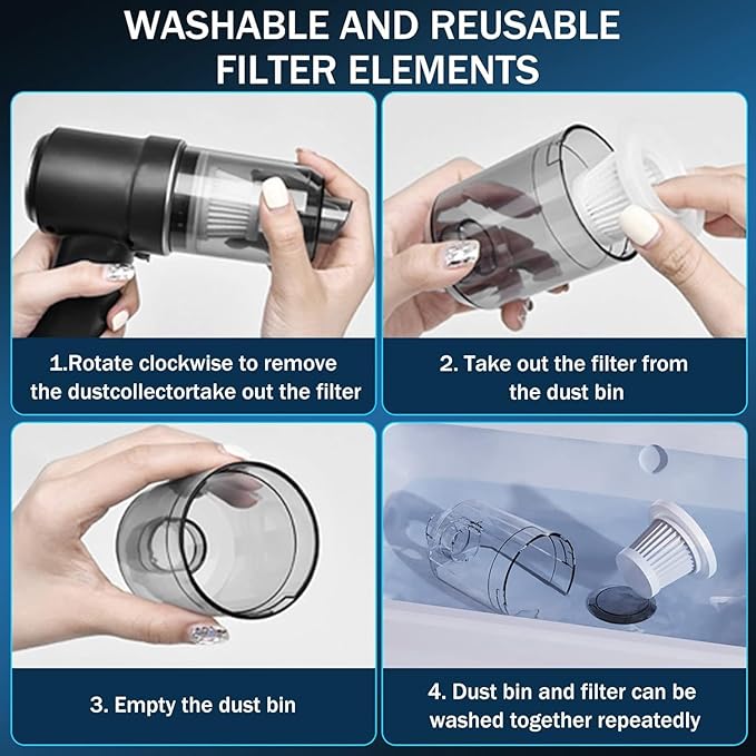 Mini Vacuum Cleaner for,2 in 1 Keyboard Vacuum Cleaner Wireless Handheld,Car Vacuum with Brushless Motor High Power 120W Rech