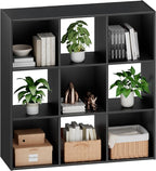 Sweetcrispy 9 Cube Storage Organizer - Open Cube Bookshelf with 5 Removable Back Panels, Display Storage Bookcase for Living 