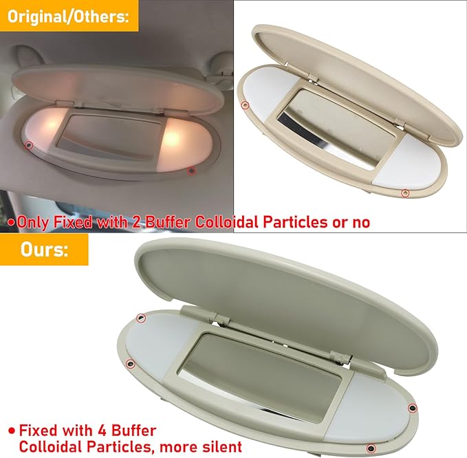 Compatible Mini Cooper Sun Visor Illuminated Mirror Cover R55/56/60, 1PCS Beige Vanity Mirror Buckle Cover