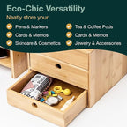 Set of 3 Bamboo Organizer Desktop Drawers - 1, 2, 3 Drawer Storage Organizer Ideal for Desk Accessories, Office Supplies, Mak