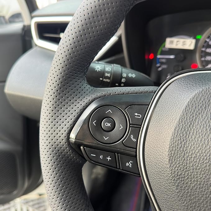 MEWANT Hand Sewn Steering Wheel Cover for Toyota Camry 2018-2019/Toyota Avalon 2019/Toyota Corolla 2019-2020/Toyota RAV4 2019 Steering Wheel Accessories