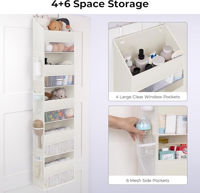 GRANNY SAYS Over the Door Organizer, 5-Shelf Behind the Door Storage with 8 Pockets and Clear Window, Anti Tilt 45lb Large Ca