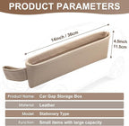 2 Pack Update Car Seat Gap Filler Organizer Leather Console Storage Box Front Side Pocket Seats Organizers Filler Interior Car Accessories for Phone Wallet Coin Key Sunglasses (Off-White)