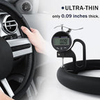 Leather Steering Wheel Cover for Ford Mustang 2005-2023, Anti-Slip and Breathable Segmented Design,Thin Car Interior Accessories,Car Steering Wheel Cover for Men Women(Black Hole)