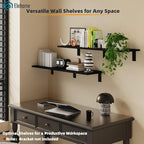 Floating Shelf Board for Wall 5/8" – No Brackets – 36" L x 10" W x 0.6" T Black Wood Melamine Wood Floating Shelves for Bathr