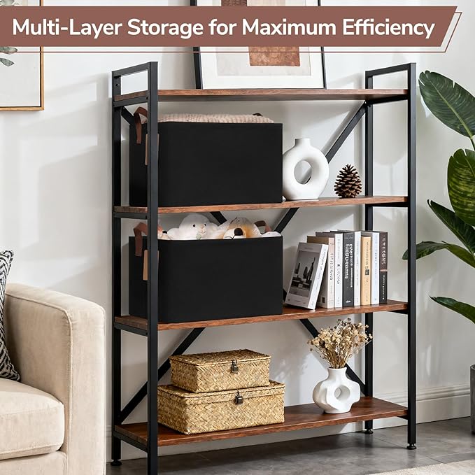 CHICVITA 4 Pack Large Storage Baskets for Shelves, Collapsible Shelf Baskets for Organizing, Fabric Closet Organizers and Sto