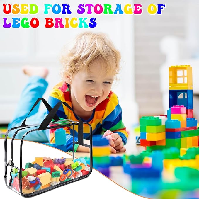 8 Packs Large Toy Storage Bags, Reusable Clear PVC Board Game Storage, Toy Storage Organizer Bags with Zipper for Building Bl