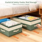 Dolicer 4 Pack Under Bed Storage with Wheels (Blue & Blue), 4 Pack 92L XXXL 6in-10in Height Adjustable Underbed Storage Conta