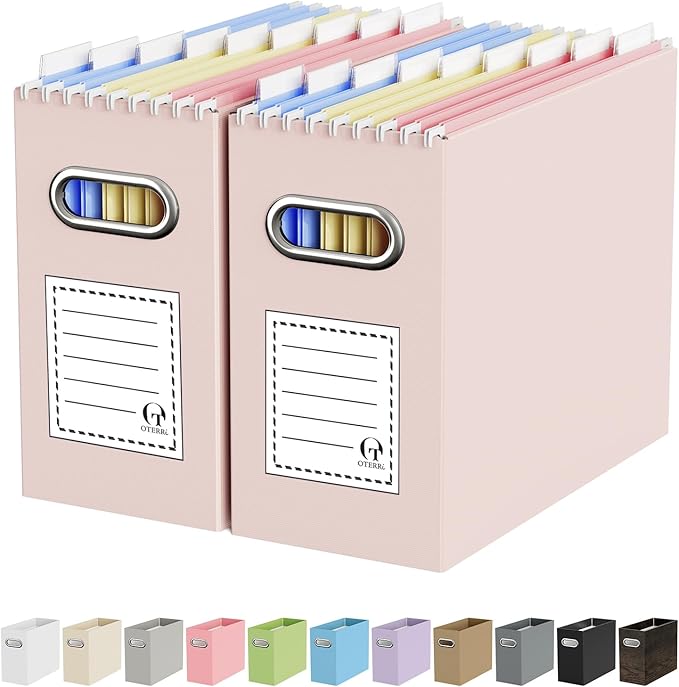 Oterri Cardboard File Organizer Box for Hanging File Folders Letter Size,File Box for Computer Desk,File Cabinet,Working Home