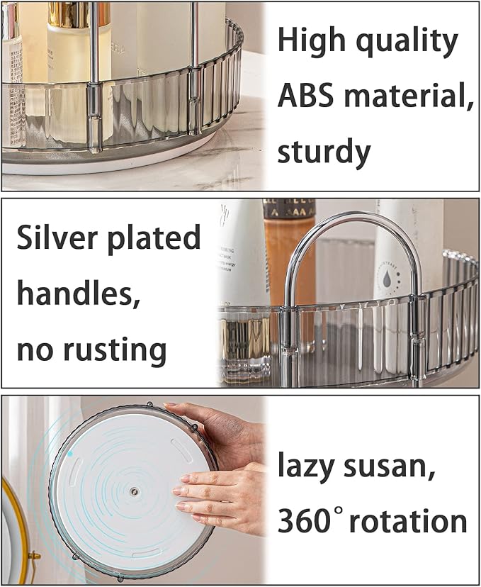 shuang qing Rotating Makeup Organizer for Vanity, High-Capacity Skincare Clear Make Up Storage Perfume Organizers Cosmetic Dr