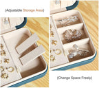 LANDICI Small Jewelry Box for Women Girls, PU Leather Travel Jewelry Organizer Case, Jewellery Storage Holder Display for Rin