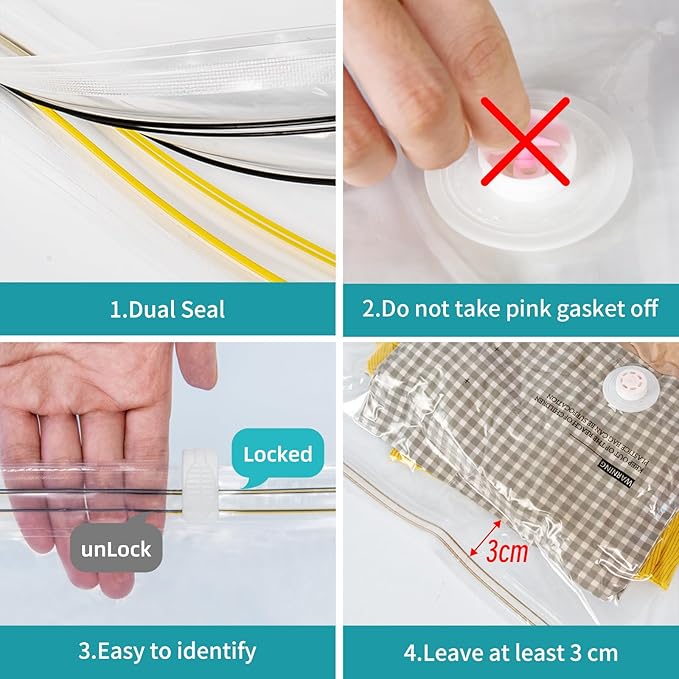 Vacuum Storage Bags for moving, Vacuum Seal Bags for Memory Foam, Latex, Clothing & Bedding, Space Saver Bags for Organizatio
