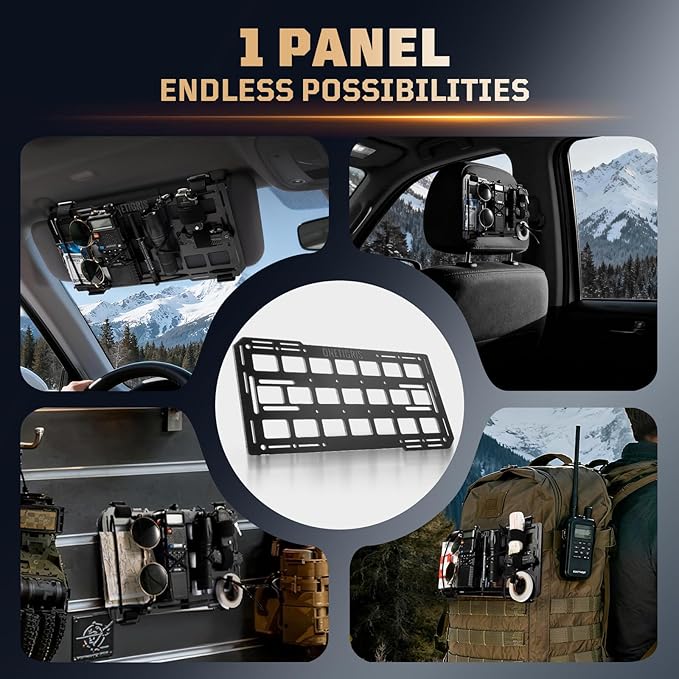 ONETIGRIS Rigid Car Sun Visor Organizer, Fiberglass MOLLE Visor Panel (2 Pack) – Tactical Overhead EDC Storage for Truck, SUV, Jeep & Emergency Gear