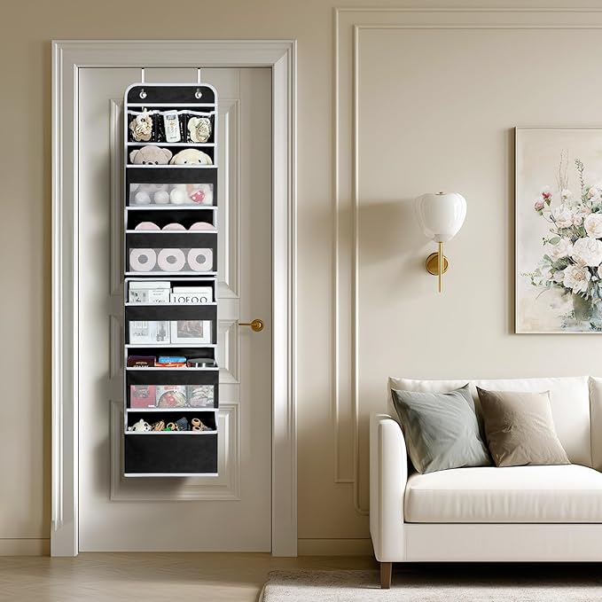 LAMU 6-Tier Over The Door Organizer, Swing - Proof Closet Door Organizer, Flexible 1 Split into 2 Over The Door Storage Organ