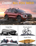 Tuyoung Lockable 220lb Roof Rack Cross Bars Compatible with Mitsubishi Outlander 2022-2026 & Outlander PHEV 2023-2026 (Not for Outlander Sport), Lockable Aluminum Black Crossbar Luggage Rooftop