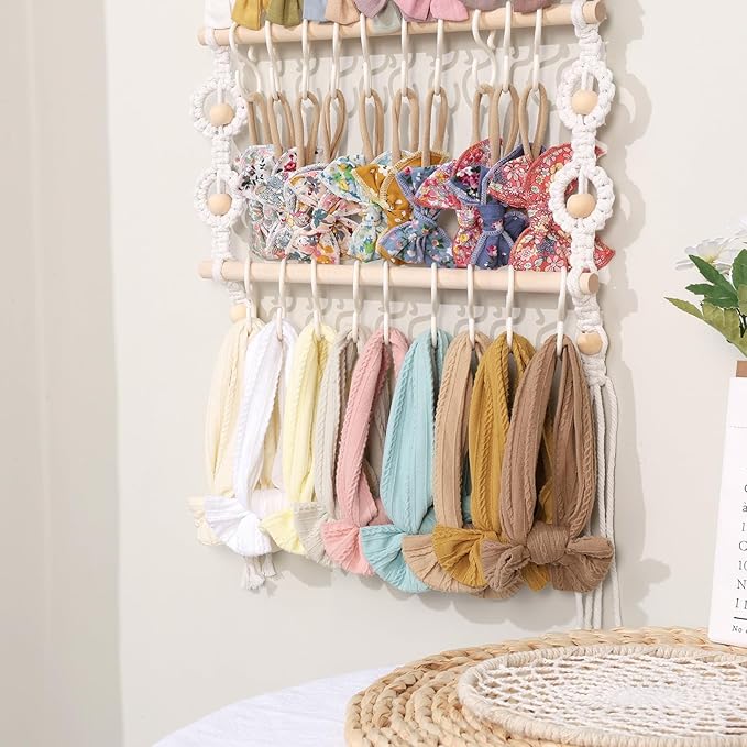 POVETIRE Headband Holder Bow Organizer for Girls Hair Bows, Baby Bow Hanger for Girls Hair Accessories Organizer Storage Wall