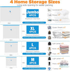 Vacuum Storage Bags with Cordless Pump, 16-Pack Space Saver Vacuum Seal Bags for Blankets, Clothes & Bedding, Reusable Compre