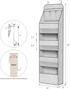 Univivi 5-Shelf Door Storage Over Door Hanging Organizer with 4 Large Pockets and 3 Small PVC Pockets Nursery Closet Cabinet 