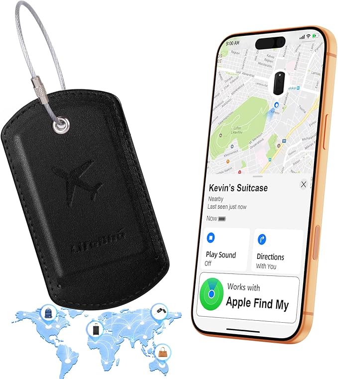 Luggage Tags Built-in Anti-Loss Tracker, Luxury Leather Luggage Tags for Suitcase, Travel Bags, Backpacks, Travel Organizer f