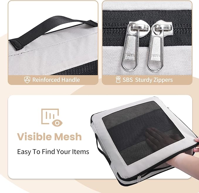 Compression Packing Cubes for Travel, Lightweight Vacation Travel Essentials, Travel Accessories for Suitcase Organizer Bags 