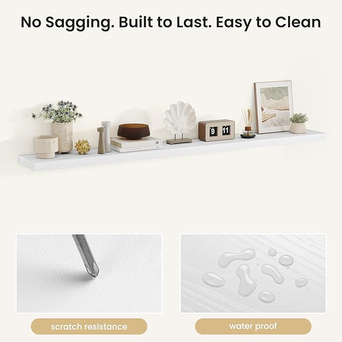 Fun Memories Rustic Floating Wall Shelves, Wall Mounted Wood Storage & Display Shelves for Bathroom, Bedroom, Living Room or 