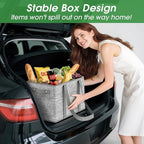 Fab totes Reusable Grocery Bags, Large Foldable Shopping Tote Bags with Reinforced Handles & Hard Bottom,2 Pack, Grey