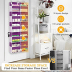 Over The Door Organizer 5 Tiers, Extra Large Behind Door Storage of 10 Compartments, 80 lbs Weight Capacity Hanging Storage O
