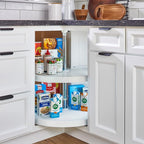 Rev-A-Shelf 2 Tier Pie-Cut Lazy Susan for Corner Base Cabinets, Plastic, 28" Double Shelf Swivel Kitchen Spice and Can Organi